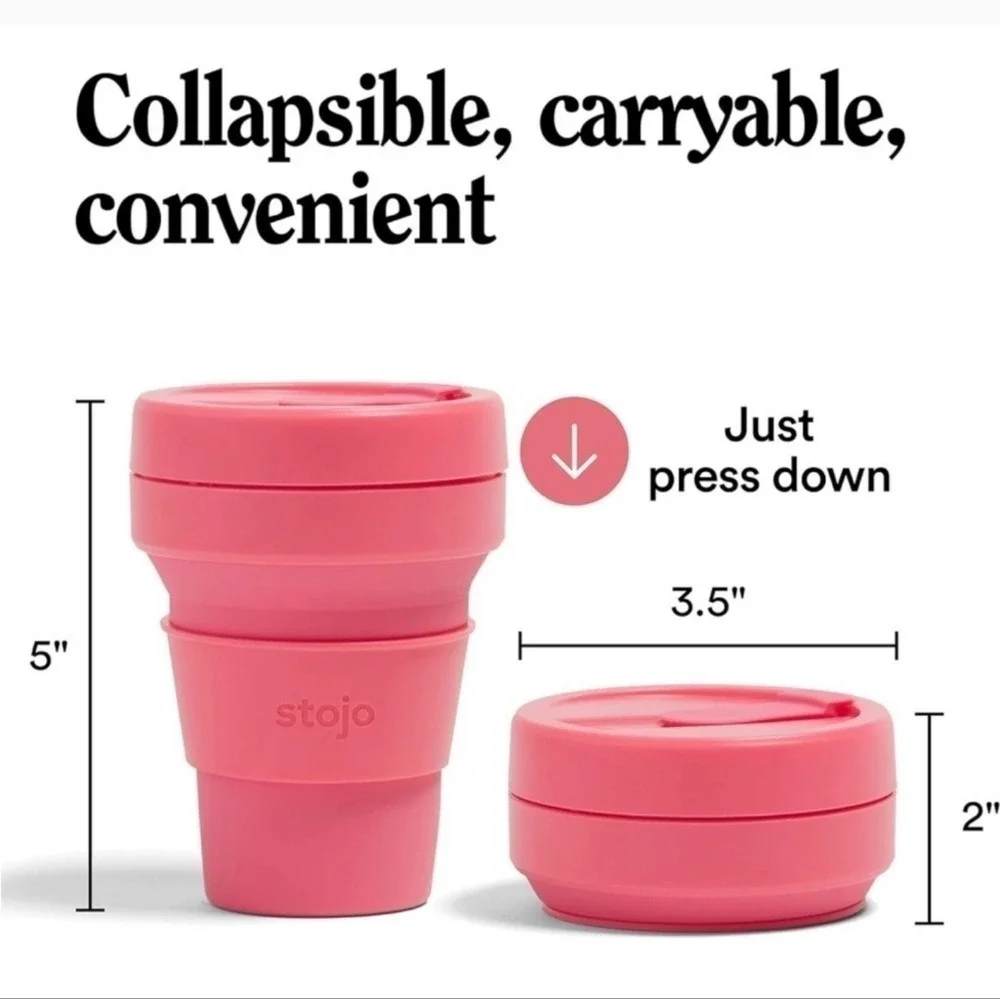 STOJO Collapsible Travel Silicone‎ Cup with 4 Reusable Straws Dusty Rose